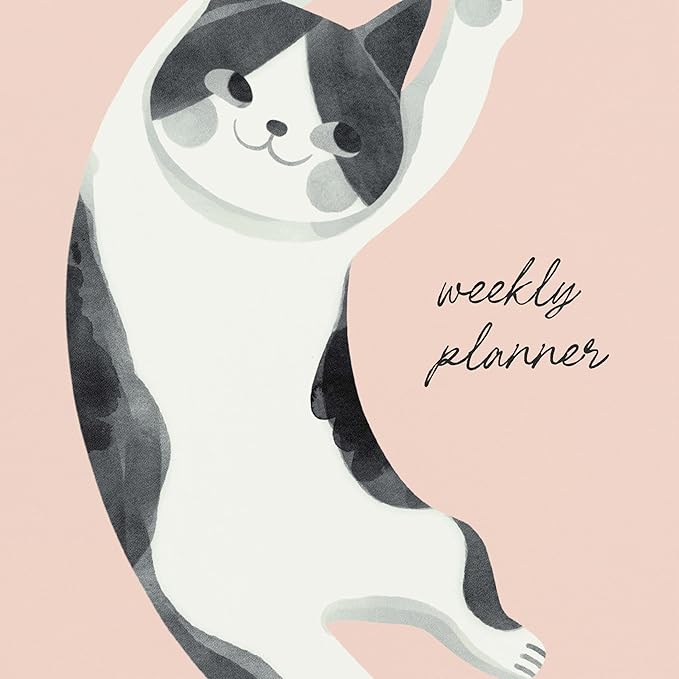 Minted Up 2026 Weekly & Monthly Undated Planner, 5.5" x 8.5" Pink Cat Spiral Bound Planner Notebook, 132 Pages, Playful Art-Inspired Undated Calendar Organizer
