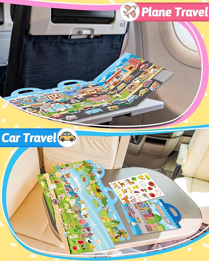 Benresive Reusable Sticker Book for Toddlers & Stickers for Kids, Toddler Travel Toys, Craft Activities, Boys & Girls Birthday Gifts