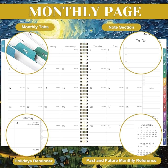 Planner 2026-2027 - Academic Planner 2026-2027, Jul 2026 - Jun 2027, 26-27 Planners Weekly and Monthly, 8.5" x 11" 26-27 Calendar Monthly Planners with Tabs & Pocket, Flexible Cover, Twin-Wire Binding- Oil Painting
