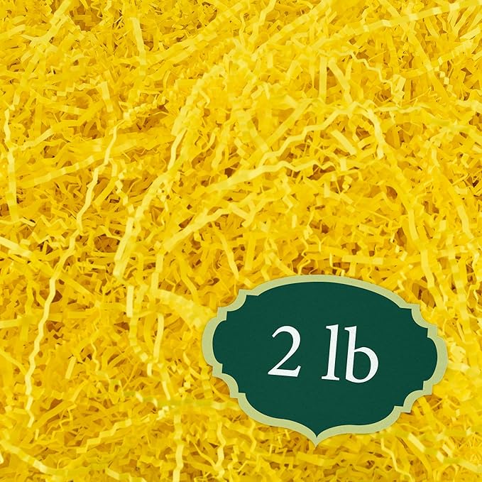 Arcadia Garden Products 2 lbs - Yellow Crinkle Shredded Color Paper Filler Box Stuffing for Gift Wrapping & Crafts, Basket Filling, Confetti, Packaging & Shipping - RPC02YW