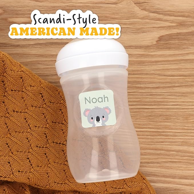 Camp Name Labels for Kids (33) – Custom Waterproof Stickers for Water Bottles, Lunch Boxes, Daycare & School with Unique Designs - Koala