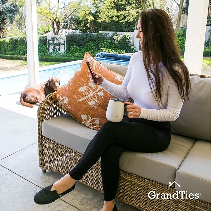 GRANDTIES Insulated Coffee Mug with Handle - Sliding Lid for Splash-Proof 16oz Wine-Glass Shape Thermal Tumbler with Double Walled Vacuum Stainless Steel to Keeps Beverages Hot or Cold-Pearl