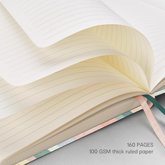 &And Per Se Hardcover Notebook – A5 5.7"x8" College Ruled, 160 Pages, 100gsm Thick Paper – Aesthetic Journal for Women, Gift-Ready Planner, Everyday Writing Notebook (Colorful Stripes)