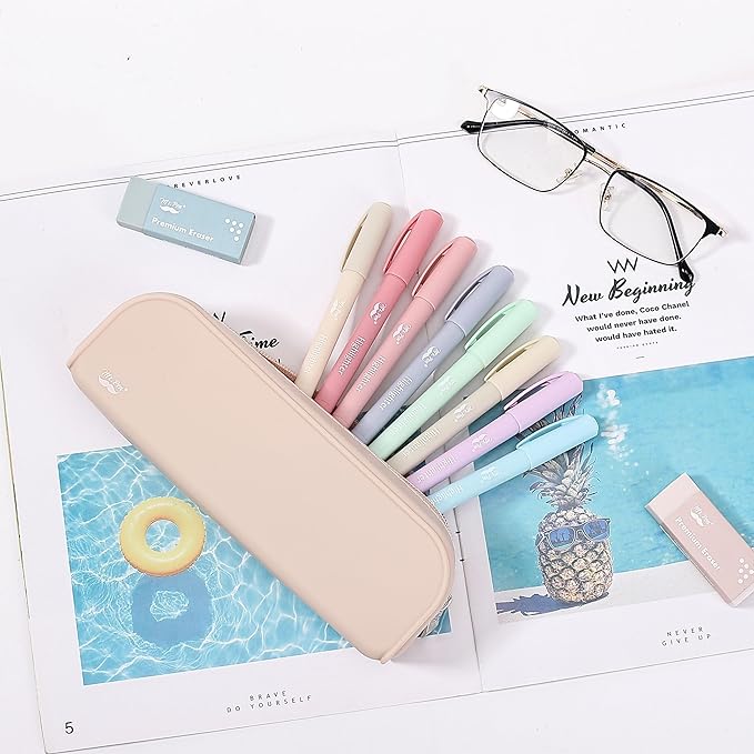 Mr. Pen- Silicone Pencil Case, Aesthetic Pencil Bag for Women, Makeup Pouch, Multifunctional Pouch for Stationery, Cosmetics and Electrical Goods Storage