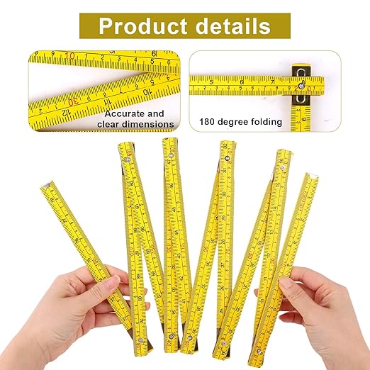 Portable 10-Fold Oil Tank Measuring Stick 78" (2m), Durable Wooden Fuel Tank Dipstick Folding Stick Ruler for Checking Accurate Fuel Level (Yellow)