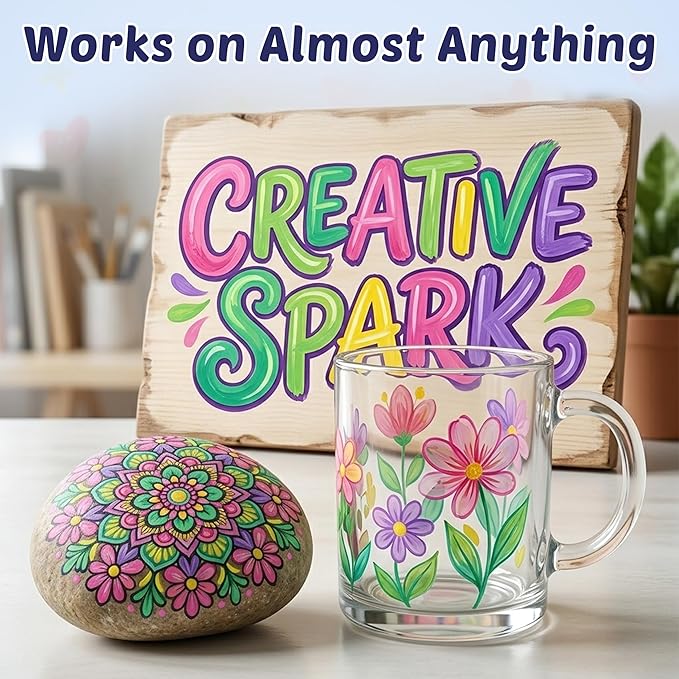 Desire Deluxe Acrylic Paint Pens for Rock Painting, Stone, Ceramic, Glass, Wood, Canvas – Set of 6 Non Toxic Water Based Markers - Great Artists Painting Supplies (Dual Tip Multicolor, 6)