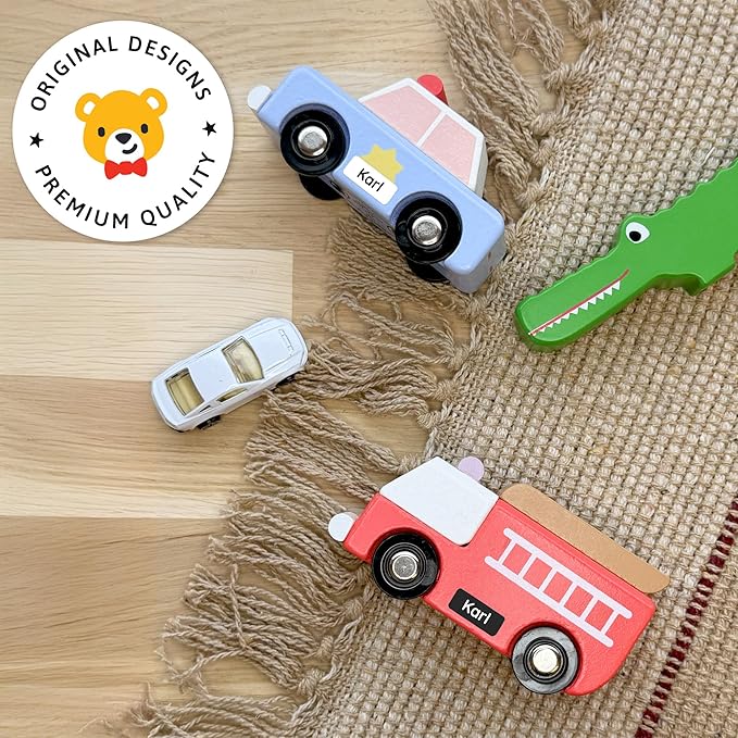 Mini Name Labels (175) - Custom Personalized Name Labels for Labeling Tiny Items, Washer and Dryer-Safe Waterproof Labels for Daycare, Preschool, and School - Black and White