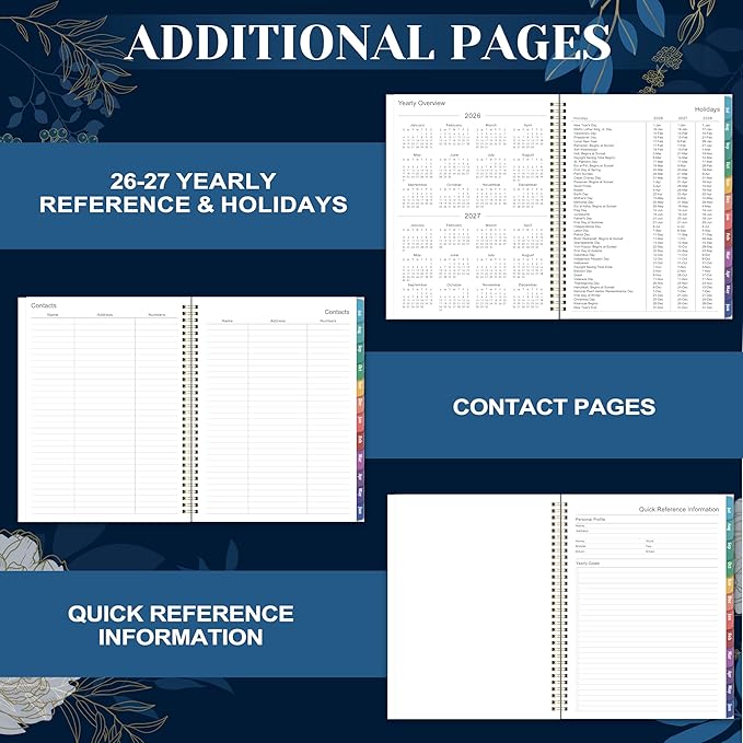 Planner 2026-2027 - Academic Planner 2026-2027, Jul 2026 - Jun 2027, Planner Weekly and Monthly, 8.5" x 11", Monthly Tabs, Twin-Wire Binding, Holidays, Back Pocket, Habit Tracker