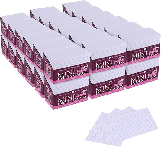 Roaring Spring Mini Index Cards, 3" x 2.5", 36 Packs of 200 Small Note Cards, Lined & Blank Flashcards in Convenient Tray, Great for Studying, Tests, Speeches