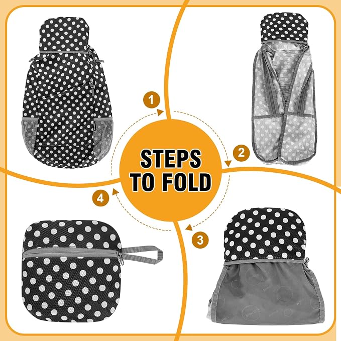 ZOMAKE Lightweight Packable Backpack 20L, Foldable Small Daypack for Hiking | Water Resistant Backpacks Day Bag for Travel Outdoor Camping Sport, Everyday Carry, Multiple Pockets(Black, White Polka Dot)
