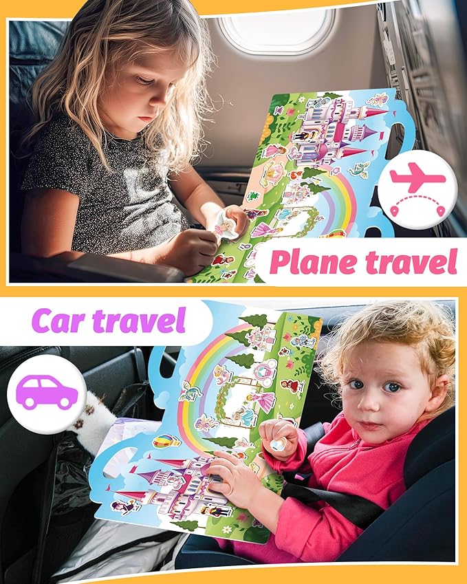 Walenced Reusable Sticker Book for Toddlers, Travel Stickers for Kids, Toddler Craft Activities Toys, Birthday Gifts for Boys & Girls