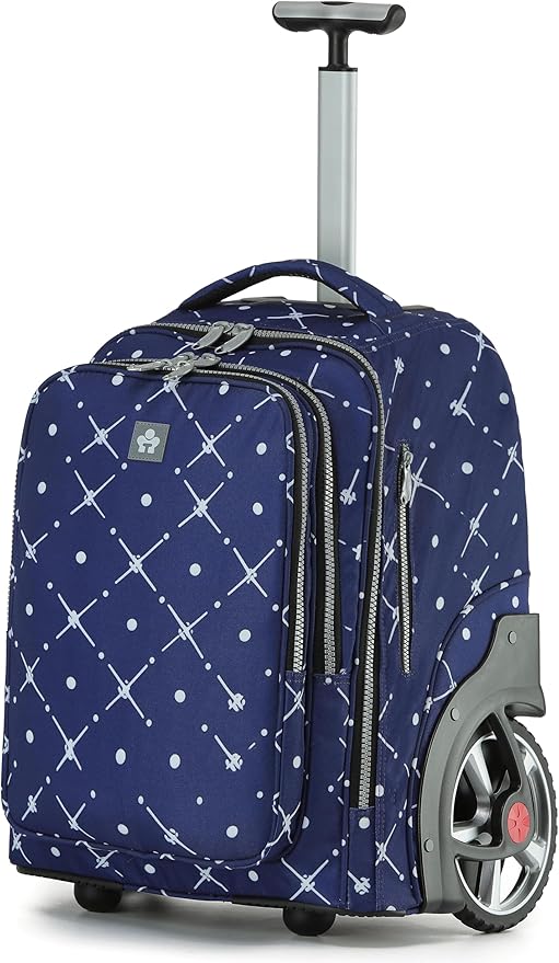 NEW TILAMI 20" Rolling Backpack for Teens Adults, Climbing Stairs Waterproof Backpack with Wheels for School Business Trave Camping with Laptop Compartment, Fit 17 Inch Laptop, Navy Bling