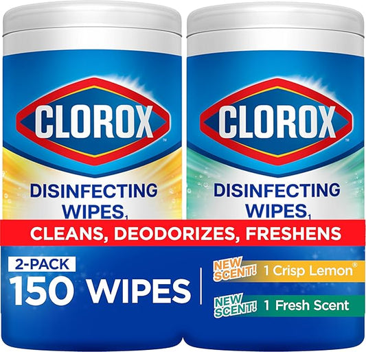 Clorox Disinfecting Cleaning Wipes Variety Pack, 75 Count Each, Pack of 2 (Package May Vary)
