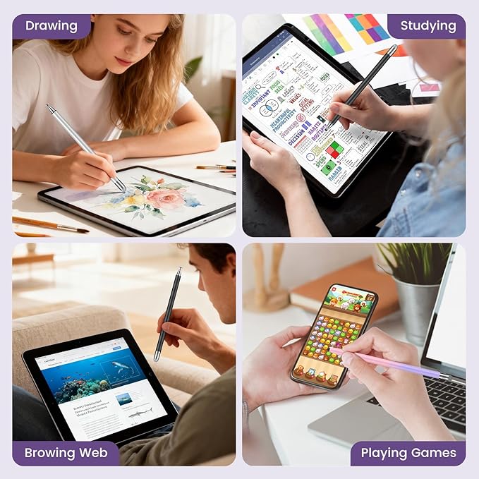 Stylus(3-in-1), Stylus Pen for Touchscreen, Universal Stylus High Precision Sensitivity, Stylus Pen for Iphone,ipad, Android, Galaxy Microsoft, Chromebook Tablet,Compatible for Capacitive Touch Screen