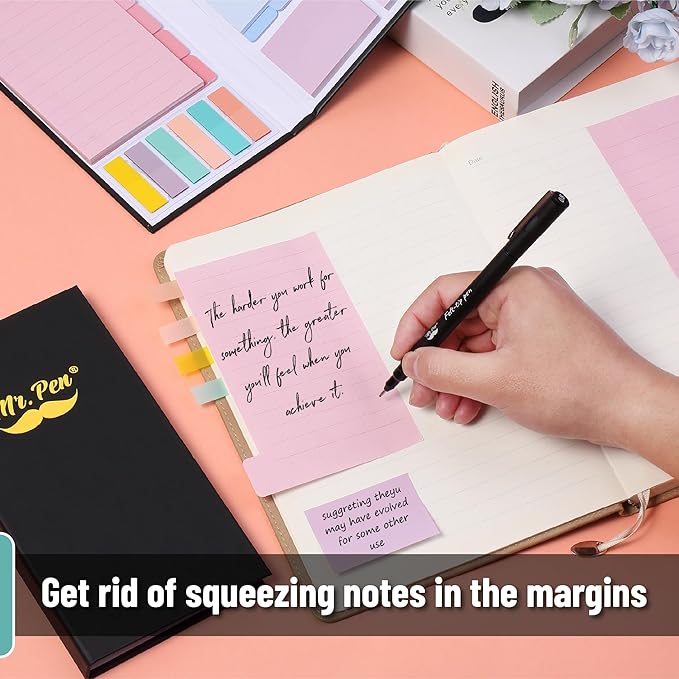 Mr. Pen- Sticky Notes Set, 410 Pack, Ruled, Dotted & Blank Notes with 150 Index Tabs, Divider Sticky Pads for Bible Study, Office, School, Planning, Journaling & Organization