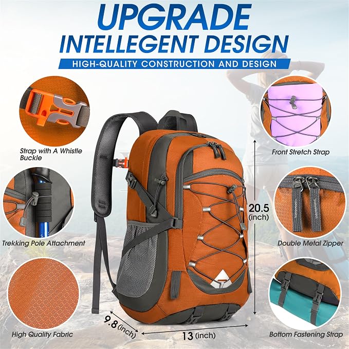 IGOLUMON Hiking Backpack 40L Packable Lightweight Camping Daypack Men Women | Multi-compartment storage Water-resistant Foldable Nylon Material Hiking Day pack for Camping Cycling Outdoor