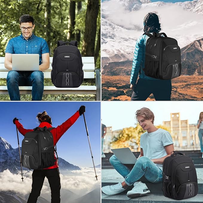 18.4 inch Laptop Backpack,Extra Large Backpack for Men 55L ,Water Resistant Travel Backpack with USB Charging Port,TSA Friendly Big Business Anti Theft Computer Bag Work College School Bookbags,Black