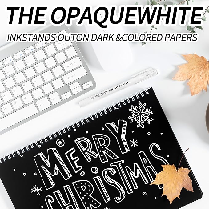 Qionew White Gel Pens,4 Pack, 1mm Fine Point Opaque White Archival Ink Pens,Gel Ink Pen Set,for Black Paper Drawing,Card Making, Art Highlight & Artists Drawing