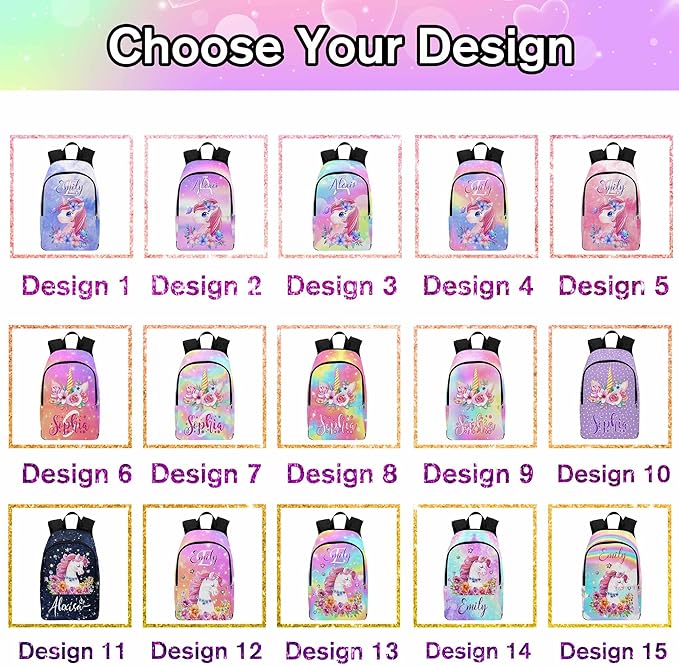 M YESCUSTOM Custom Backpack for Kids, Personalized Princess School Backpack with Name Customized Girls Bookbags Knapsack Casual Laptop Backpack for Teens Adults