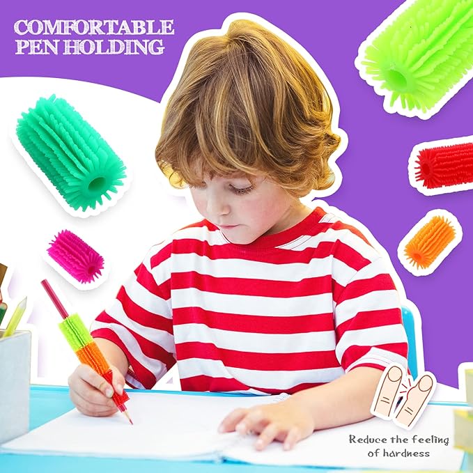 Chivao 25 Pcs Squishy Pencil Soft Grip for Kids Handwriting Grips for Pencils Colorful Cushioned for Adults Kids Drawing Reusable
