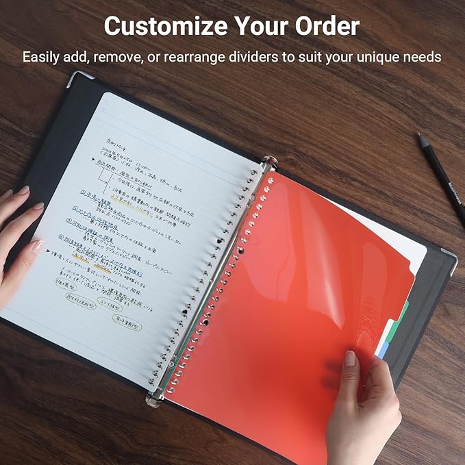 KOKUYO 5 Subject Spiral Notebook, Color Palette A5 Refillable Journal with 5 Tab Dividers, 120 Sheets in 6mm Ruled Loose Leaf Paper, Business Black