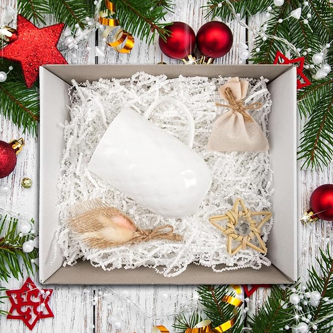 Tisspoms 1LB White Crinkle Cut Paper Shred Filler, Paper Shreds for Basket Fillers, Birthday, Gift Wrapping, Anniversary, Wedding, Halloween, Thanksgiving, Christmas Gift Decor Party Filler