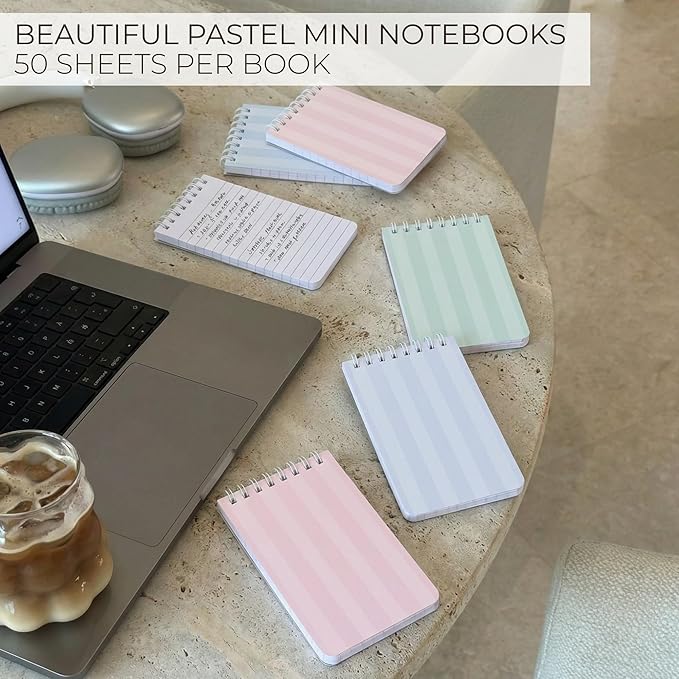 ZICOTO Aesthetic Pocket Notebooks Set Of 8 For Women - Small 3x5 Spiral Notepads With Lined Pages - The Perfect Little Mini Pads to Stay Organized and Boost Productivity at Work, School or as a Nurse