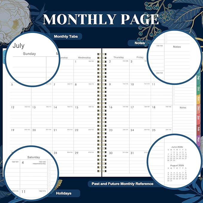 Planner 2026-2027 - Academic Planner 2026-2027, Jul 2026 - Jun 2027, Planner Weekly and Monthly, 8.5" x 11", Monthly Tabs, Twin-Wire Binding, Holidays, Back Pocket, Habit Tracker
