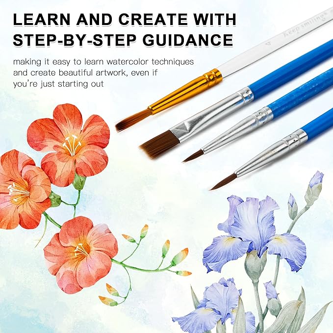 Watercolor Workbook Set with Solid Paint Palette – Guided Painting Pages + 36 Solid Colors – Beginner Friendly Art Practice Book for Home & Classroom Use (Animals)