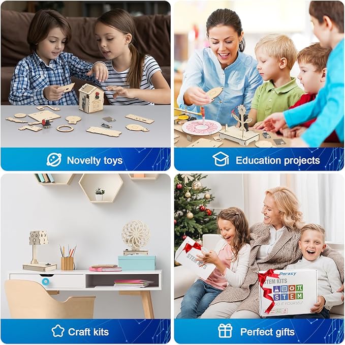 Poraxy 12 in 1 3D Puzzles STEM Kits for Kids Ages 8-12, Activities Science Projects for Kids 6-8 5-7, Engineering Building Toys Experiments Xmas Birthday Gifts 7 8 9 10 11 12 13 Yr Old Boys Girls