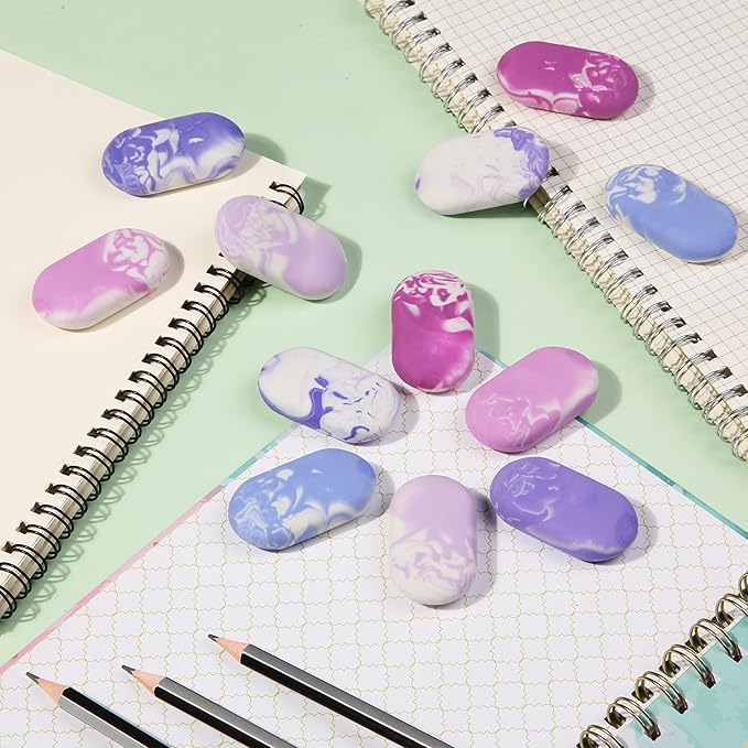 Mr. Pen- Marble Pencil Erasers, 12 Pack, 1" x 2", Soft Rubber Marble Pencil Erasers for School, Office, Art Sketching, Homework, Exams, Clean Smudge-Free Correction