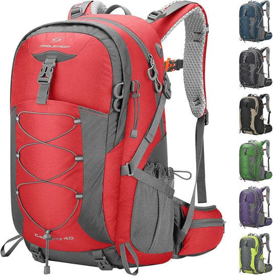 Maelstrom 40L Hiking Backpack, Lightweight Camping Daypack with Rain Cover | Water-Resistant Rip-Stop Nylon, Wet/Dry Separation, Multi-Pockets, Survival Whistle. Ideal For Men, Women, Travel, Trekking