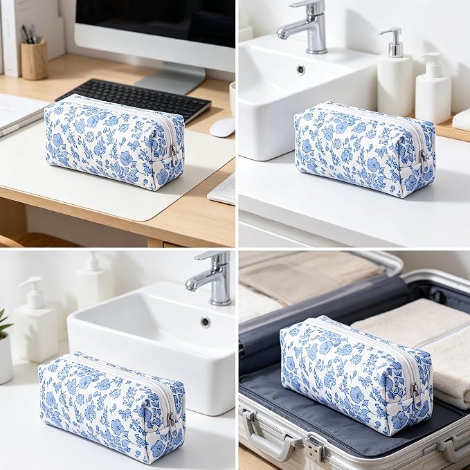Pencil Case, Pencil Pouch for Women, Pencil Case Small | CetyVoyie Pencil Case, Pencil Pouch for Women, Pencil Case Small, Pencil Pouch Aesthetic(Blue flower)