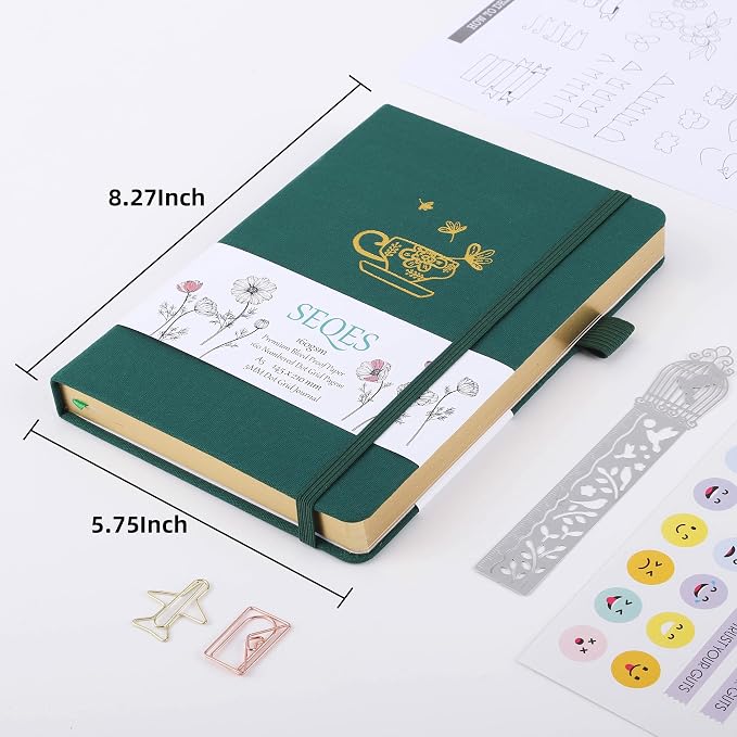A5 Bullet Dotted Journal Notebook | 160gsm Thick Bleedproof Paper, Lay Flat Binding, 160 Numbered Pages | Hard Cover Dot Grid Notebook/Bullet Journals for Creatives & Professionals (COFFEE)