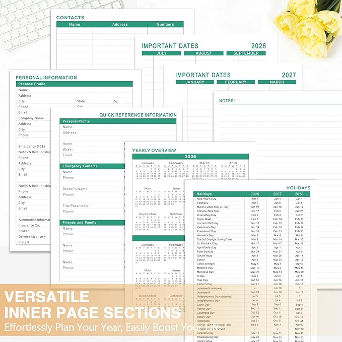 GuassLee Academic Planner 2026-2027 Daily Weekly and Monthly - Large A4 Planner from July 2026-June 2027, 8.8"x11.4" Aesthetic Teacher Student Agenda Book with Back Pocket, Stickers, Coated Tabs, A4