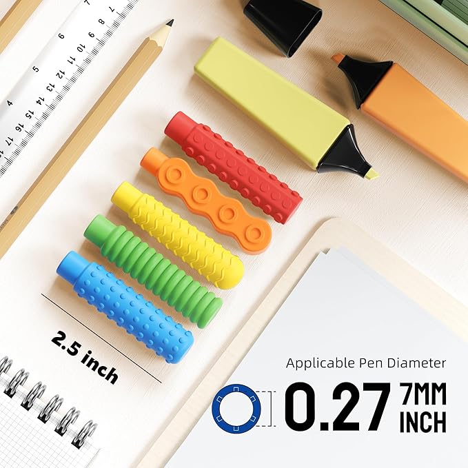 5-Pack Chewable Pencil Toppers for Sensory Kids,Silicone Pencil Top Covers for Autism, ADHD,SPD or Special Oral Motor Needs,Chewing Stim Tools Fidget Aid Focus for Student,Boys and Girls