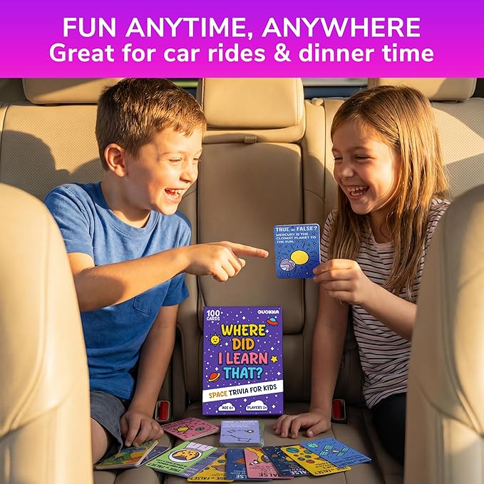 QUOKKA Trivia Games for Kids – Space Facts & Astronomy – Fun Card Game for Family Game Night – Educational Trivia Cards for Kids, Family and Adults – Travel Games Gift for Teenage Boys & Girls 4-8
