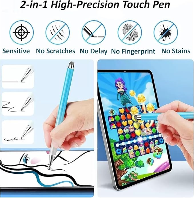 2-in-1 Stylus Pen for Samsung Galaxy Tab A11/A11+/A9/A9+/7 Lite/A7/A8/A8 Plus Stylus for iPad/iPhone/Fire/Lenovo/Pixel Tables All Android,&iOS Touch Devices (Pink+Purple+Blue)