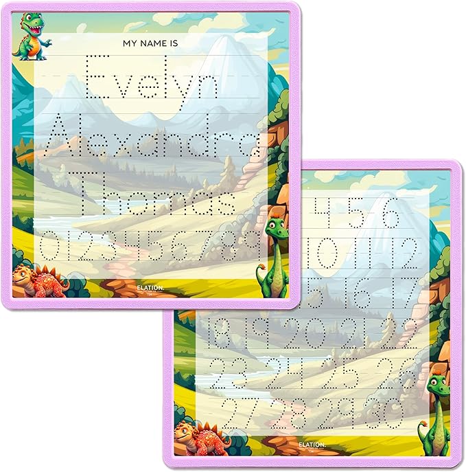 Kid's Name Tracing Board | Dry Erase Letter Tracing | Reusable Writing Practice Board | Personalized | Dinosaur Friends Theme