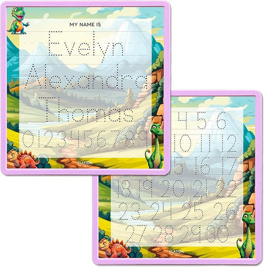 Kid's Name Tracing Board | Dry Erase Letter Tracing | Reusable Writing Practice Board | Personalized | Dinosaur Friends Theme
