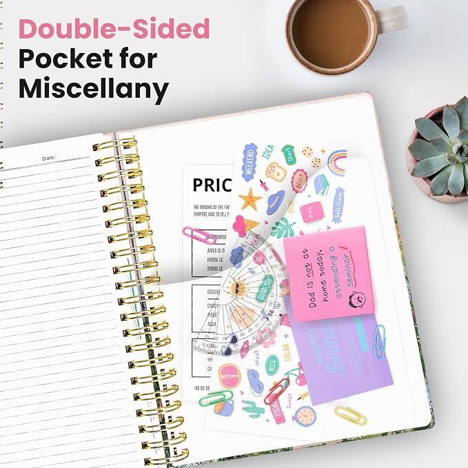 Taja Cute Large Spiral Lined Notebook for Work with 5 Removable Dividers