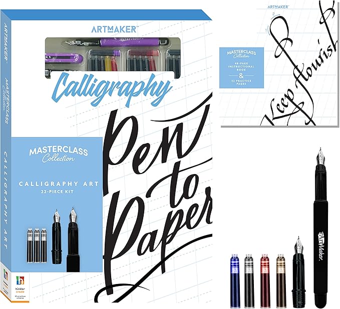 Art Maker Masterclass Collection: Calligraphy Art Kit - Beginner to Advanced Calligraphy - Calligraphy Guide - Calligraphy Equipment - Craft Kits - Arts and Craft for Adults