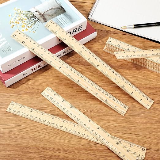 Zonon 30 Pcs Wooden Rulers Bulk 12 Inch Ruler for Classroom, Easy-to-Read with Inches and Metric, First Day of School Gift for Kids, School, Home, Office, Students, Teachers