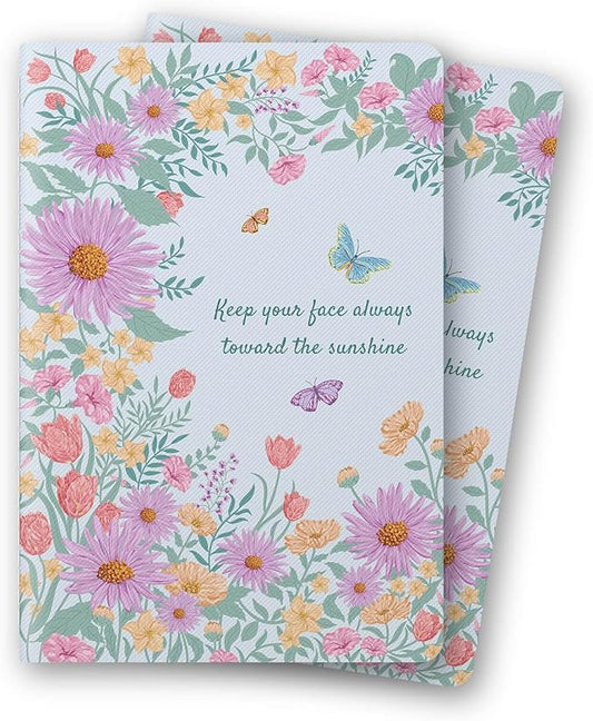 Stitched Composition Notebooks 2-Pack with Unique Art Designed Cover, A5 Lined Diary, Lay Flat Design, 80 Pages Workbooks, Thicked Paper Writes Smoothly for School and Office (Purple Daisy)