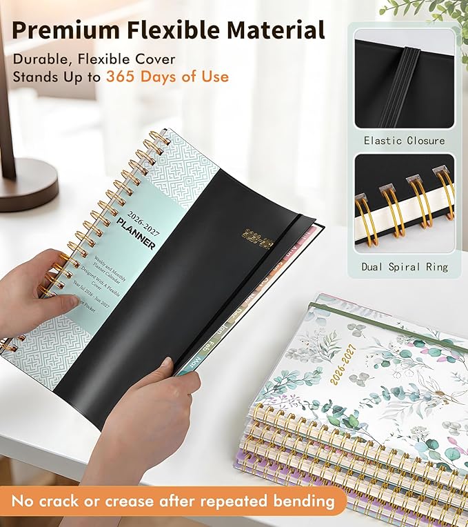 Academic Planner 2026-2027, Weekly and Monthly Calendar Planner from July 2026 - June 2027, 8.5" x 11" A4 Large Daily Agenda Book with Tabs, Flexible Cover, College School Organizer for Student Teacher, Watercolor