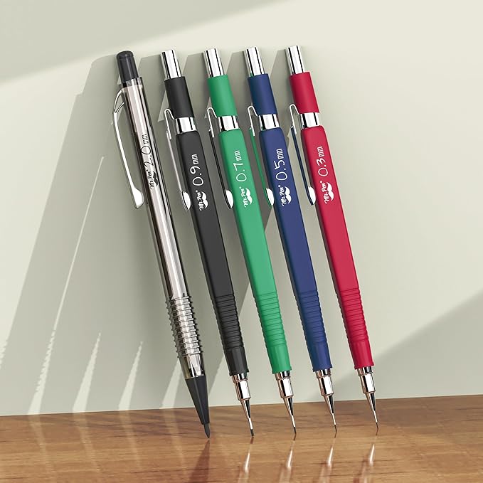 Mr. Pen- Art Mechanical Pencil Set, 5 Mechanical Pencils (0.3, 0.5, 0.7, 0.9, 2.0mm), 5 HB Lead Refills & 10 Eraser Refills, Precision Drawing Pencils for Sketching, Writing & Technical Artwork