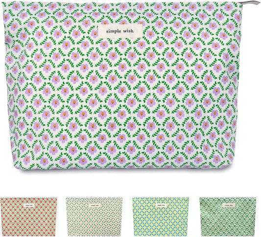 STARDW Aesthetic Floral Makeup Bag Cute Small Cosmetic Bags for Women Girls, Travel Toiletry Bag Large Capacity Zipper Makeup Pouch, Purse Organizer Pouches