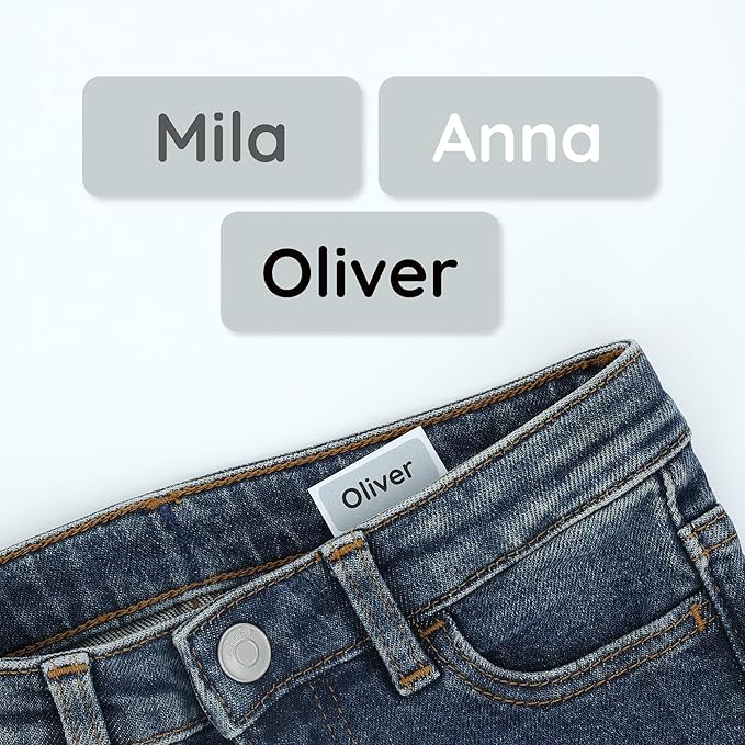 TeddyLabels - Clothing Labels for Nursing Home (60) – Self-Adhesive Name Tags for Clothes and Personal Items. Personalized Labels for Daycare, Nursing Homes, and Laundry Use - Light Grey