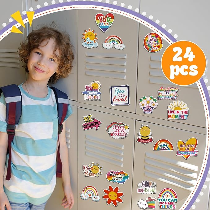 Sinmoe 24 Pieces Inspirational Fridge Magnets for Girls Bible Verse Locker Magnets for Girls Cute Motivational Quotes Refrigerator Decorations for School Classroom Whiteboard Office(Cute Style)