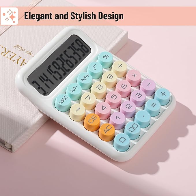 Mr. Pen- Mechanical Switch Calculator, 12 Digit Large LCD Display, Colorful with Big Buttons, Mechanical Switch Calculator for Home, School, Office